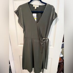 NWT Michael Kors Olive Green Knee Length Wrap Dress